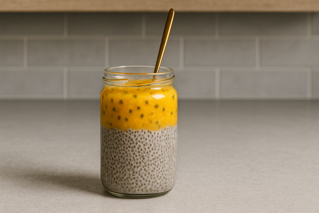 Pudin de Chía con Colágeno, Frutos Rojos y Maracuyá