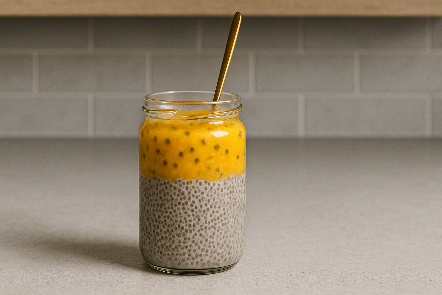 Pudin de Chía con Colágeno, Frutos Rojos y Maracuyá
