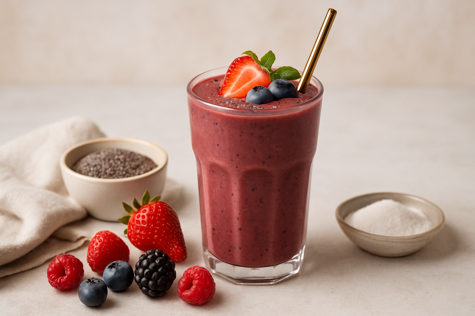 Smoothie de Frutos Rojos y Chía con Inositol