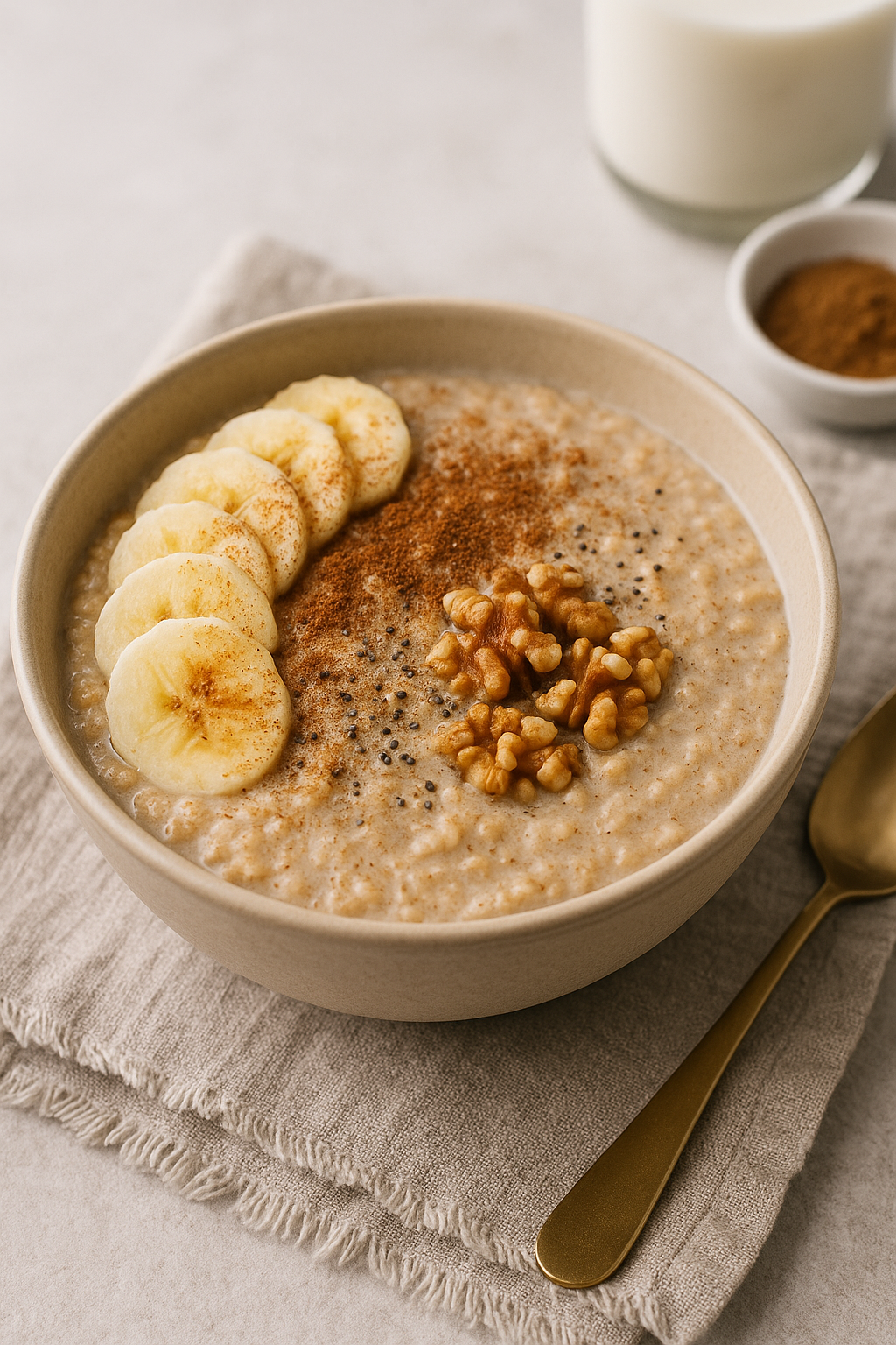 Porridge de Avena Cremosa con Plátano, Canela e Inositol
