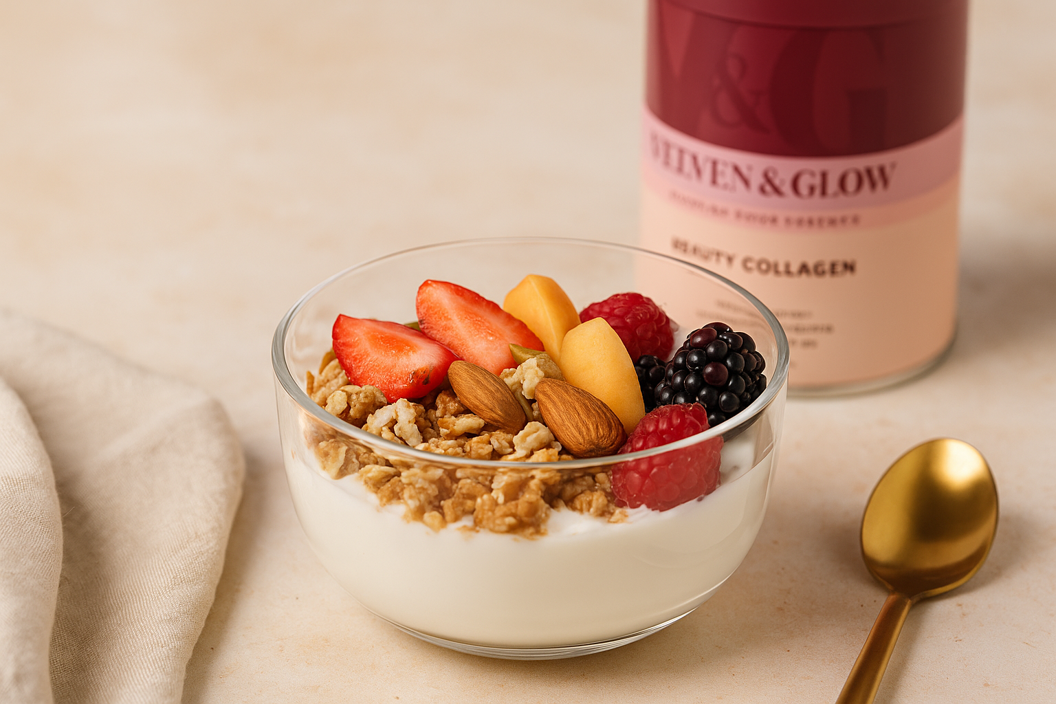Yogur Natural con Granola, Frutas y Colágeno