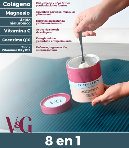 Colágeno Marino Hidrolizado con Magnesio, Ácido Hialurónico, Vitamina C, Coenzima Q10, Vitaminas D3 y B12