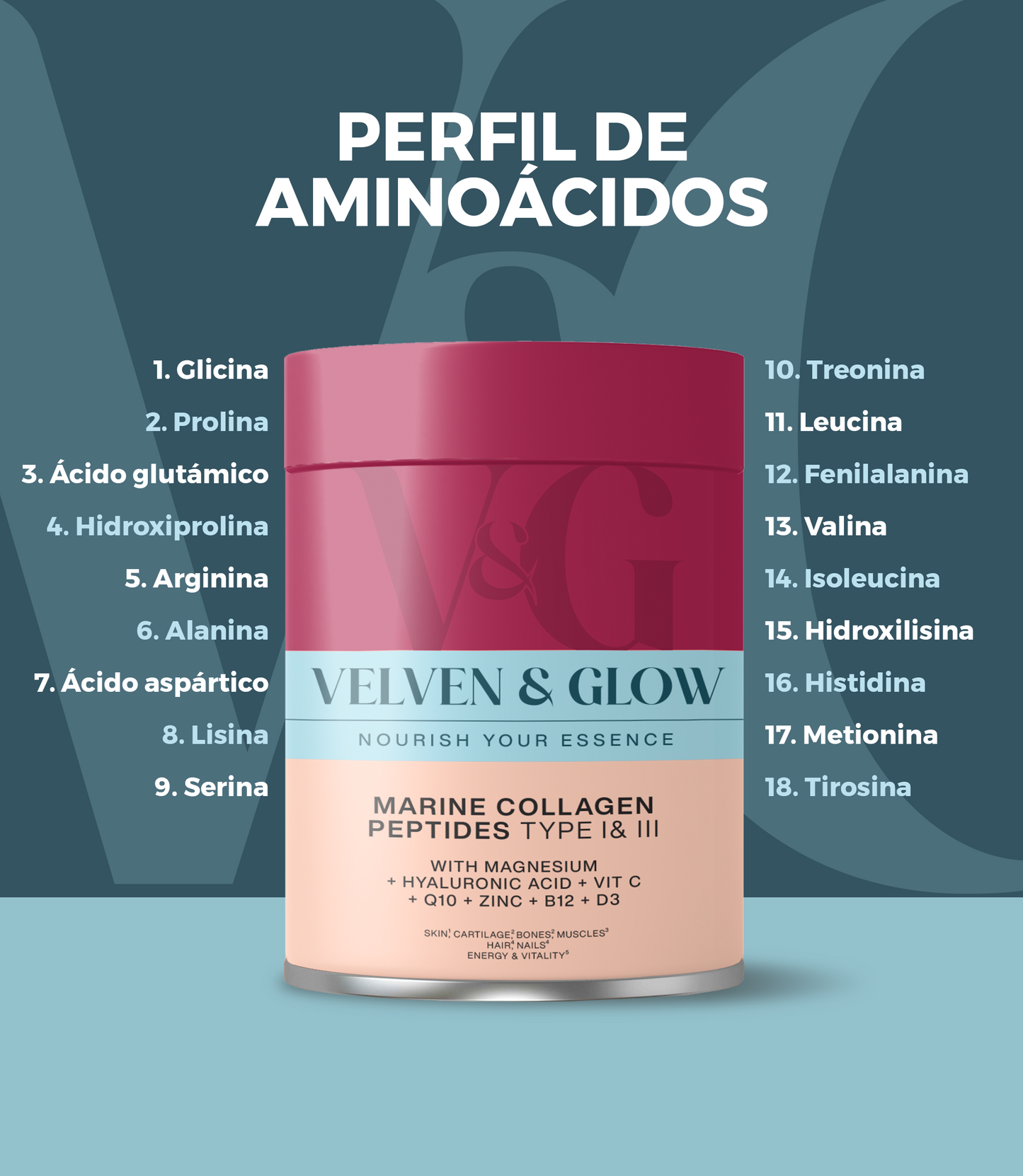 Colágeno Marino Hidrolizado con Magnesio, Ácido Hialurónico, Vitamina C, Coenzima Q10, Vitaminas D3 y B12